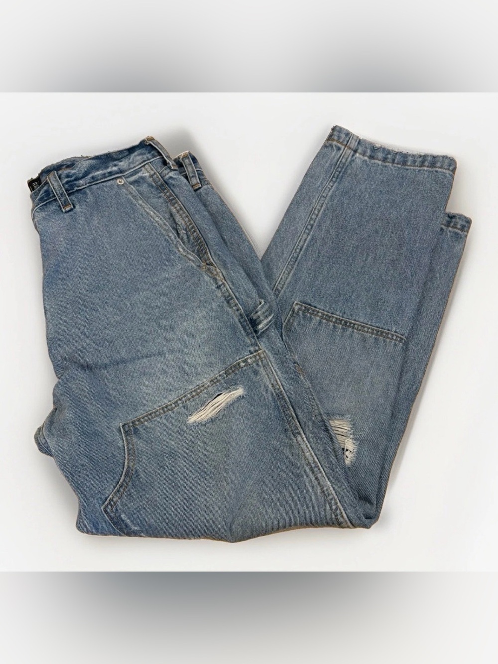 Abercrombie & Fitch Loose Fit Men's Jeans Size 33x32 Double Knee Distressed Blue